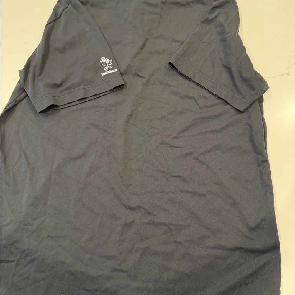 Travis Mathew Black Polo Shirt with Horizontal Stripes L Black & Green - Picture 2 of 3